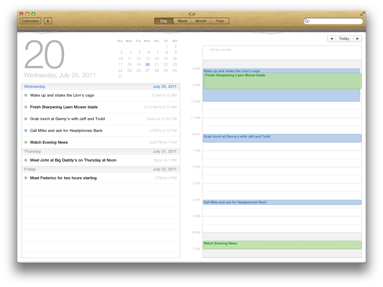 iCal screenshot